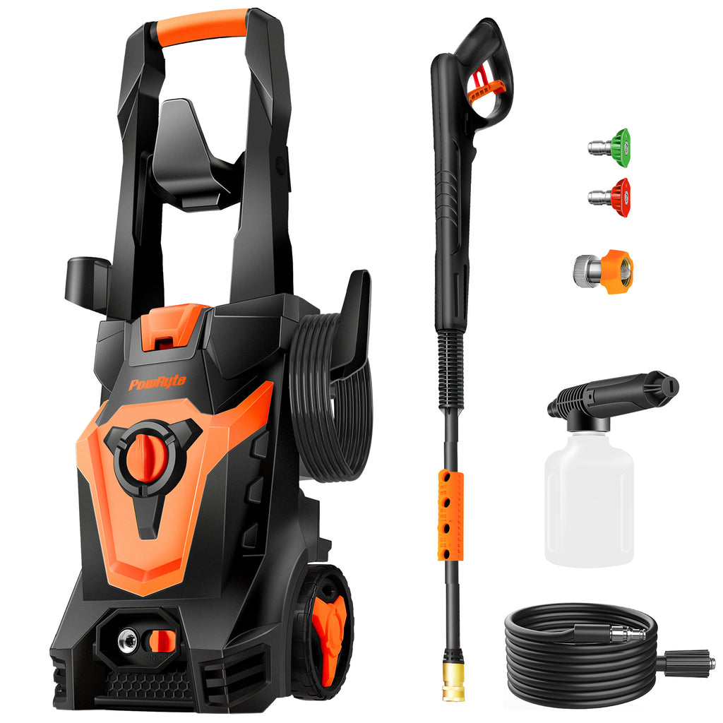 PowRyte Electric Pressure Washer, Foam Cannon, 2 Different Pressure Tips, Power Washer, 1270 PSI