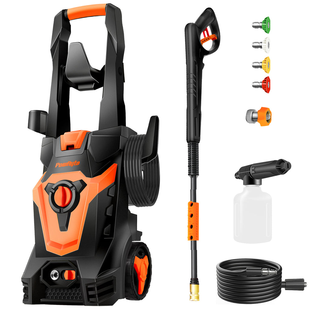 PowRyte Electric Pressure Washer, Foam Cannon, 4 Different Pressure Tips, Power Washer, 1410 PSI
