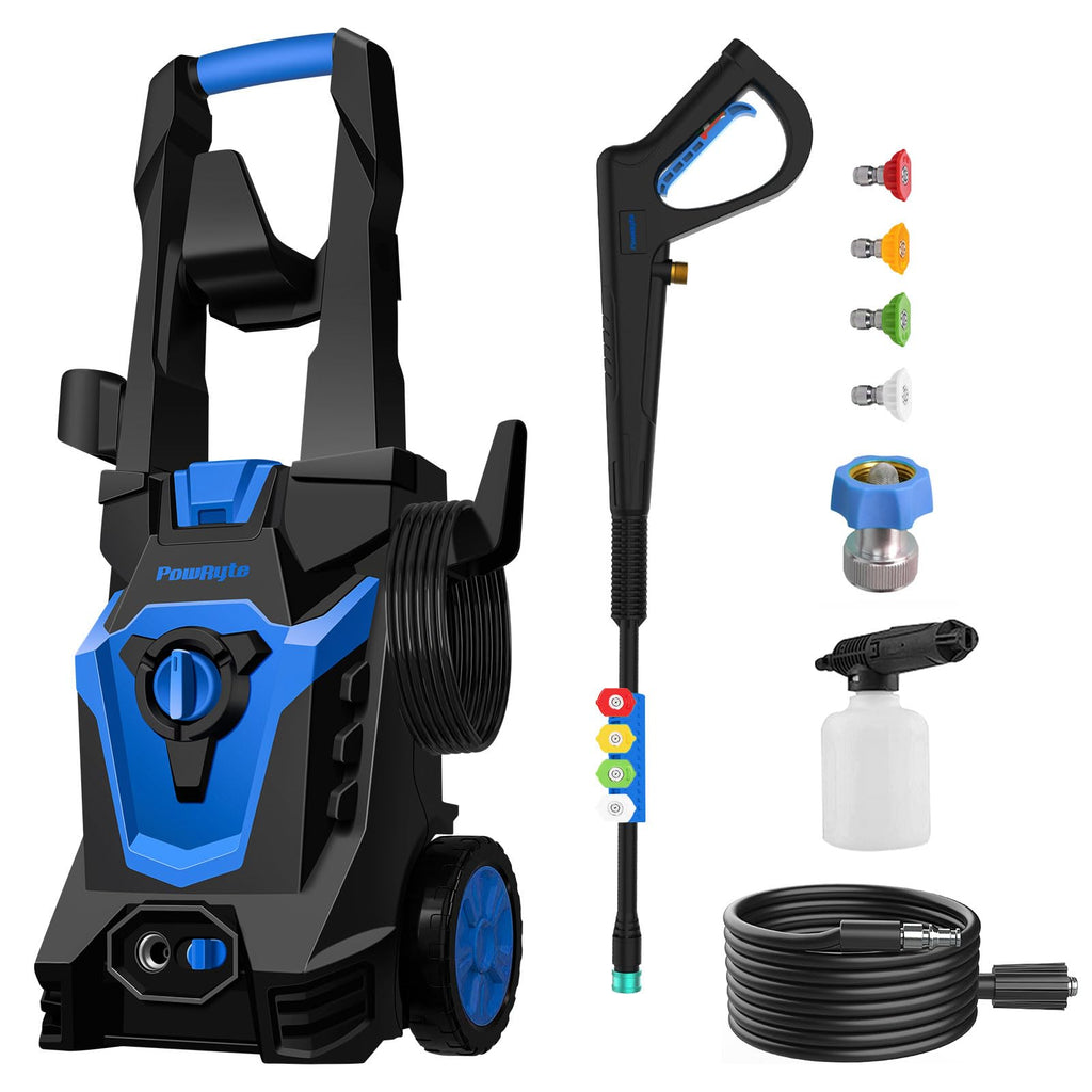 PowRyte Electric Pressure Washer, Foam Cannon, 4 Different Pressure Tips, Power Washer,  2.4 GPM